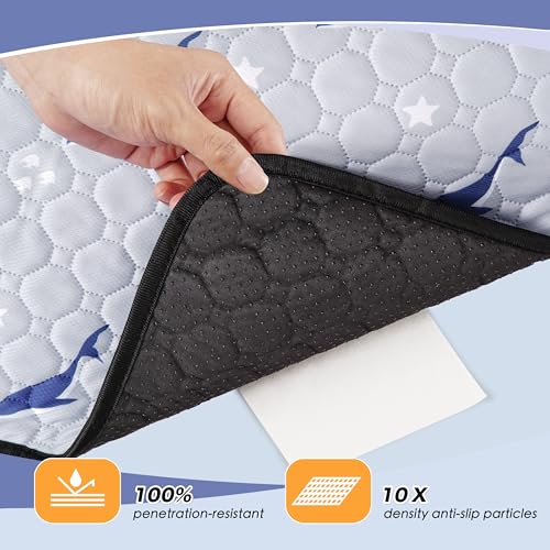 Image of Washable Dog Pee Pads, Non-Slip Waterproof, 48 x 48 in, 2 Pack, Dolphin | Super absorbent, waterproof and non-slip; washable, reusable dog pads for crates, playpens, floors, furniture and travel