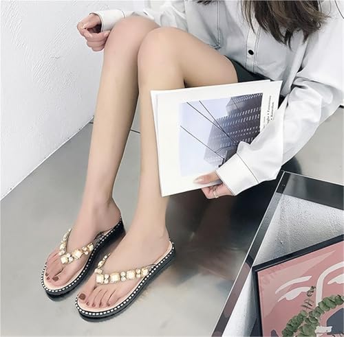 Flip Flops For Women Dressy Rhinestone T-Strap Thong Sandals Flat Flip Flops Slip On Open Toe For Ndoor Outdoor Daily4