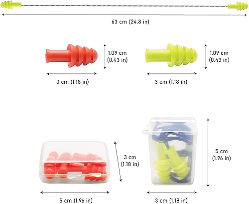 Miniatura 4 de Tapones reutilizables de silicona de calidad, 10 pares con 2 fundas de plástico de 27 dB, cancelación de ruido, bloqueo de sonido, suaves con