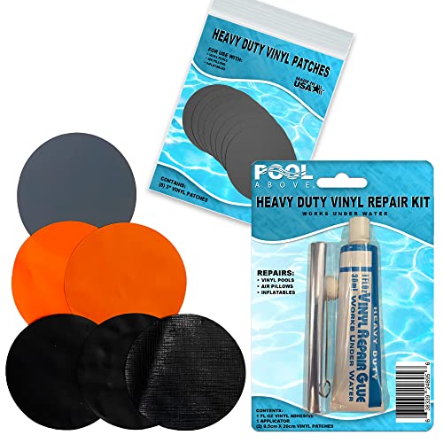 Pool Above Repair Kit for Kondor Boat | Vinyl glue | Orange Black and Grey Vinyl Patches