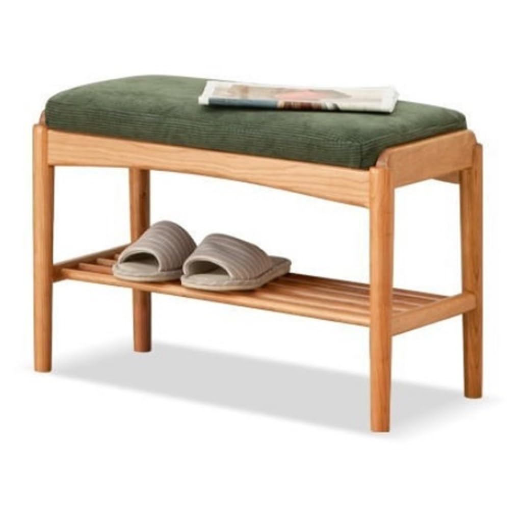Banc à chaussures bois massif étagère de rangement assise moelleuse chambre