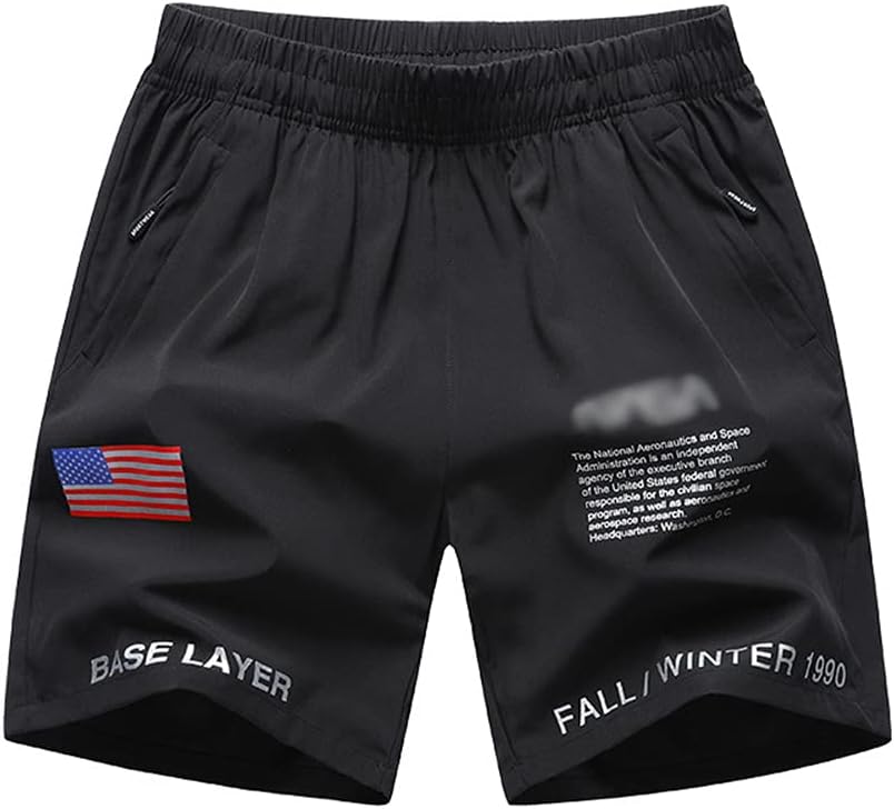 Mens Shorts Casual Summer Beach Quick Dry Trunks for Men with Pockets USA Flag