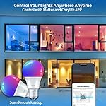 Matter Smart Light Bulbs| 9W 900LM Compatible with Alexa, Matter, Apple Home, Google Home| 2.4GHz WiFi Bluetooth Light Bulb|Music Sync A19 E26 RGBWW Color Changing LED Light Bulb| 2Pack - Image 4