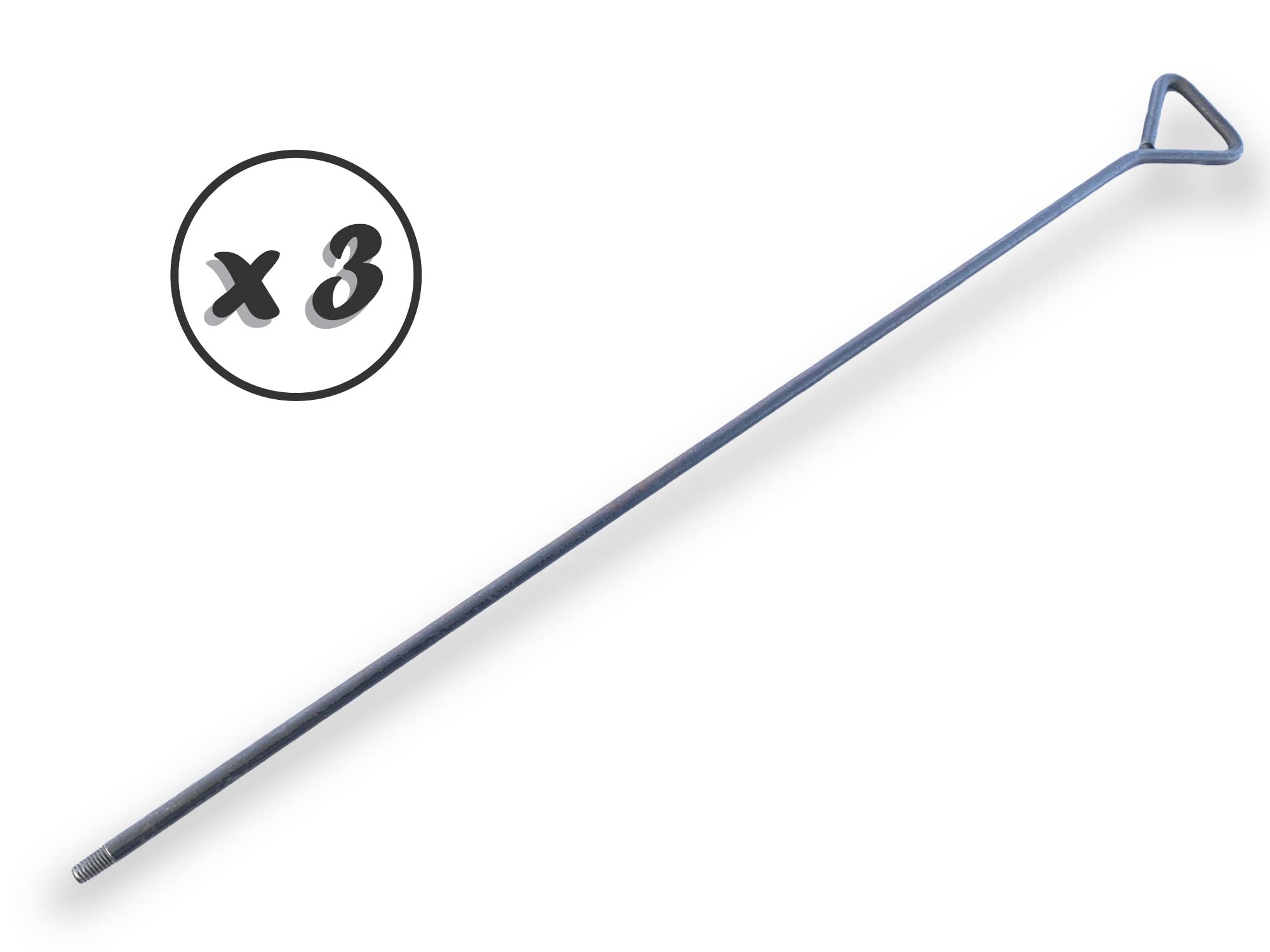 Zestaw 3 sztywnych okrągłych prętów stalowych 100 cm do szczotki rurowej Kibros | Złączka gwintowana M12*175 męska | Kibros 4TMMx3