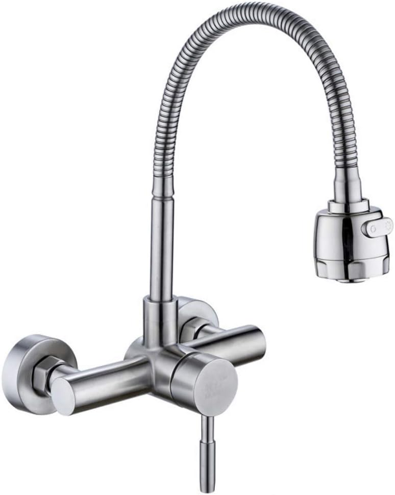 GROHES Wall Mount Two Holes Swivel Stainless Steel Flexible Faucet Shower Head for Kitchen Bathroom Universal Faucet Sprayer Jet