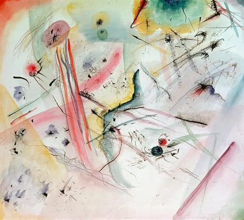 Toile Kandinsky Composition avec du rouge impression d'art mural 60x90cm