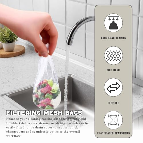 Bolsa de malla para colador de fregadero de cocina pack 100 miniatura 6