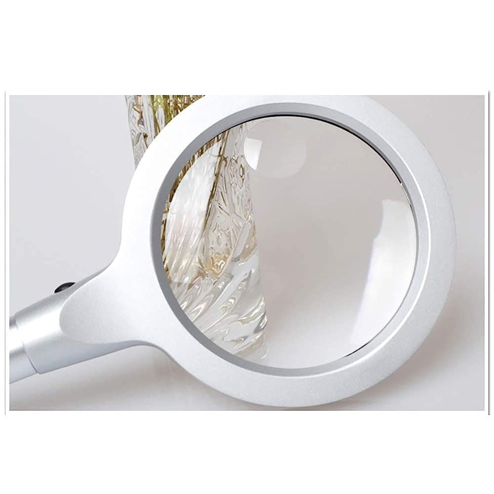 Lupa de Lectura de Mano Extragrande con luz LED, Lente Luminosa de 20 aumentos, Ideal para aficiones, Monedas, Libros, Sellos y Joyas, Color Plateado.