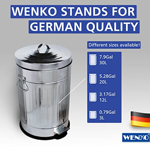 Wenko Step Trash Can With Lid And Pedal, Retro Metal Garbage Bin, For Bathroom, Kitchen, Office, Soft Close, 5 Gallon, 12.2 X 18.7 X 12.2 In, Gray #TOP5