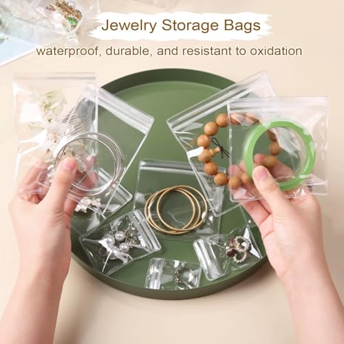 Image of Nibbler 15 Pcs Jewellery Organiser Storage Pouches Clear Zip Lock Cover for Rings, Earrings, Necklace, Transparent, Polyvinyl Chloride PVC (15 Large)