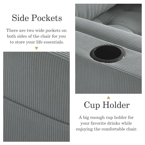 Image of 3-in-1 Sleeper Sofa Chairs Set of 2, Pull Out Sofa Bed Convertible Reclining Seat Upholstered Armchair, Adjustable Backrest Recliner Chair with Side Pockets, Cup Holder & USB Ports - Gray