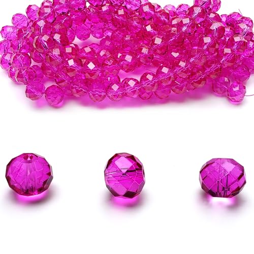Image of 2mm Rondelle Glass Beads for Jewelry Making, Faceted Briolette Crytal Spacer Beads for Bracelet Necklace Earring, Rose Red 1200pcs