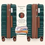 5 piece Luggage Set Expandable Suitcase 22x14x9 Airline Approved Carry on, ABS Hard Case Suitcases with Spinner Wheels, TSA Lock (Dark Green) - Image 3