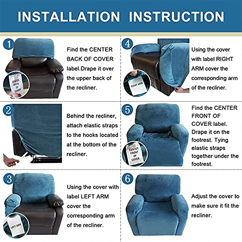 Funda de silla reclinable elástica de 4 piezas separadas con protector de sofá suave para salón 7