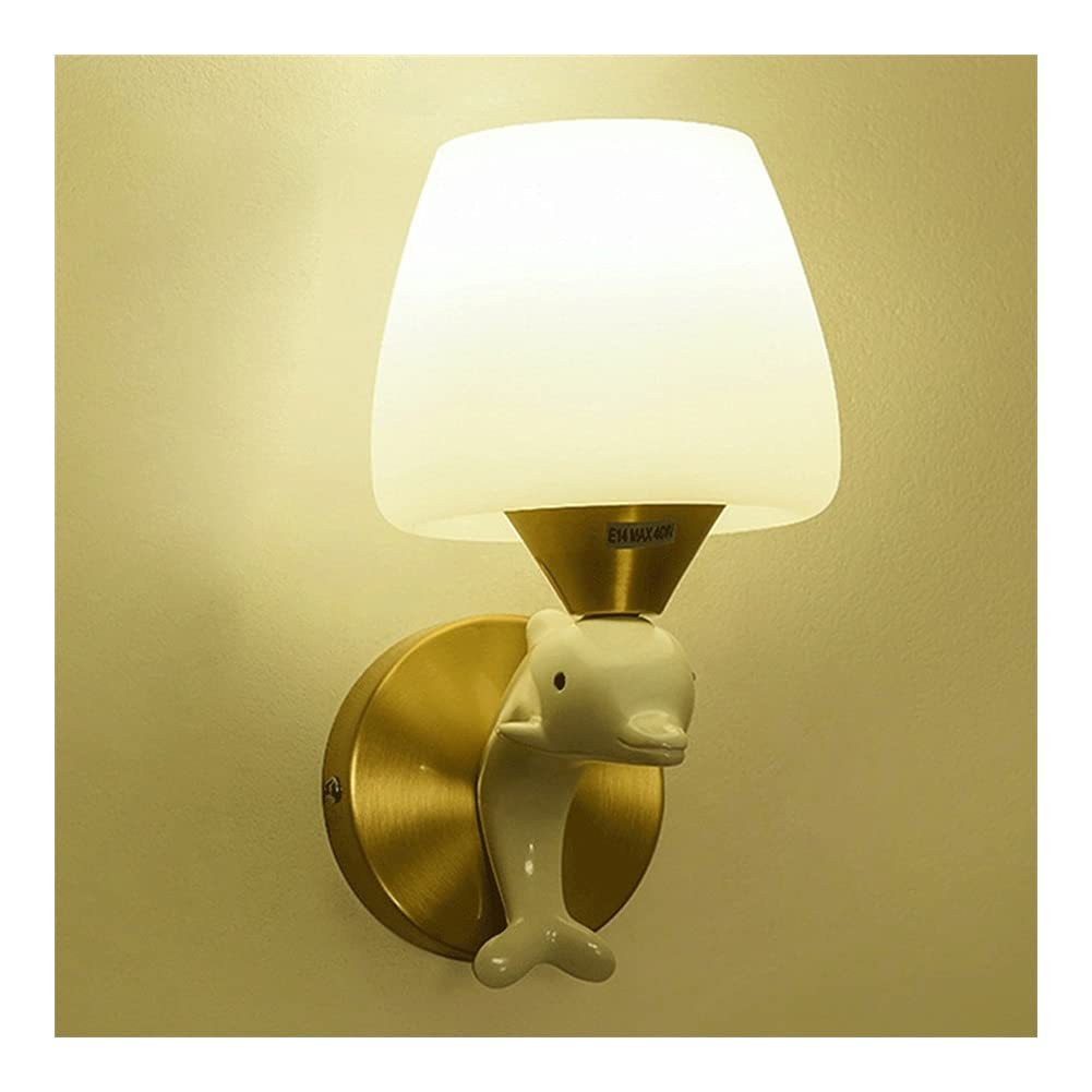 YNIYUJKL Wall Lamp, Children'S Room Decorative Wall Lights, Indoor Copper Wall Lamp, Nordic Cartoon Led Wall Sconce, Bedside Reading Lamp, Wall Wash Light For Living Room Be