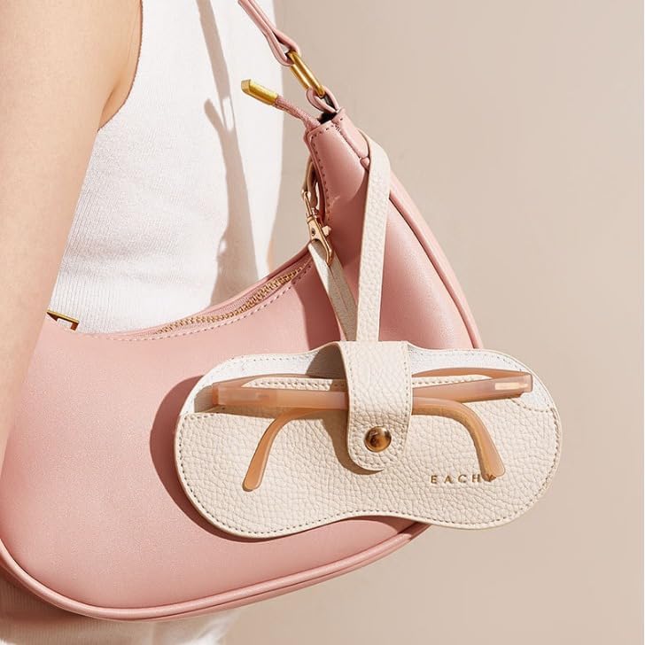 2Pcs Soft Leather Sunglass Bags Eyeglasses Holder Case Slim Portable Glasses Lightweight with Button Clip Wrist Strap for Women Men Summer Outdoor Travel Supplies - Image 2