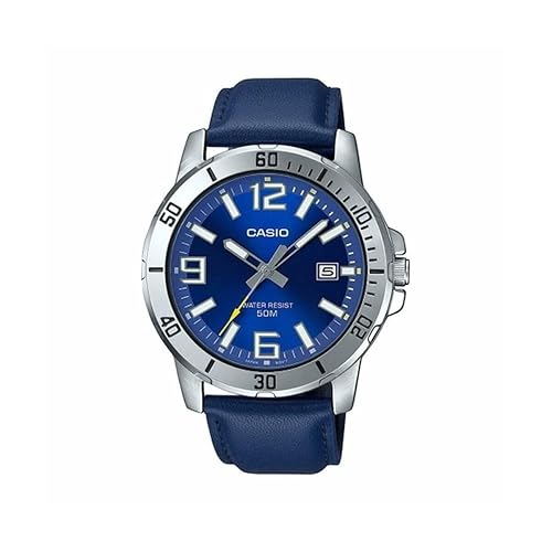 MTP-VD01L-2BV Men's Enticer Blue Leather Band Blue Dial Casual Analog