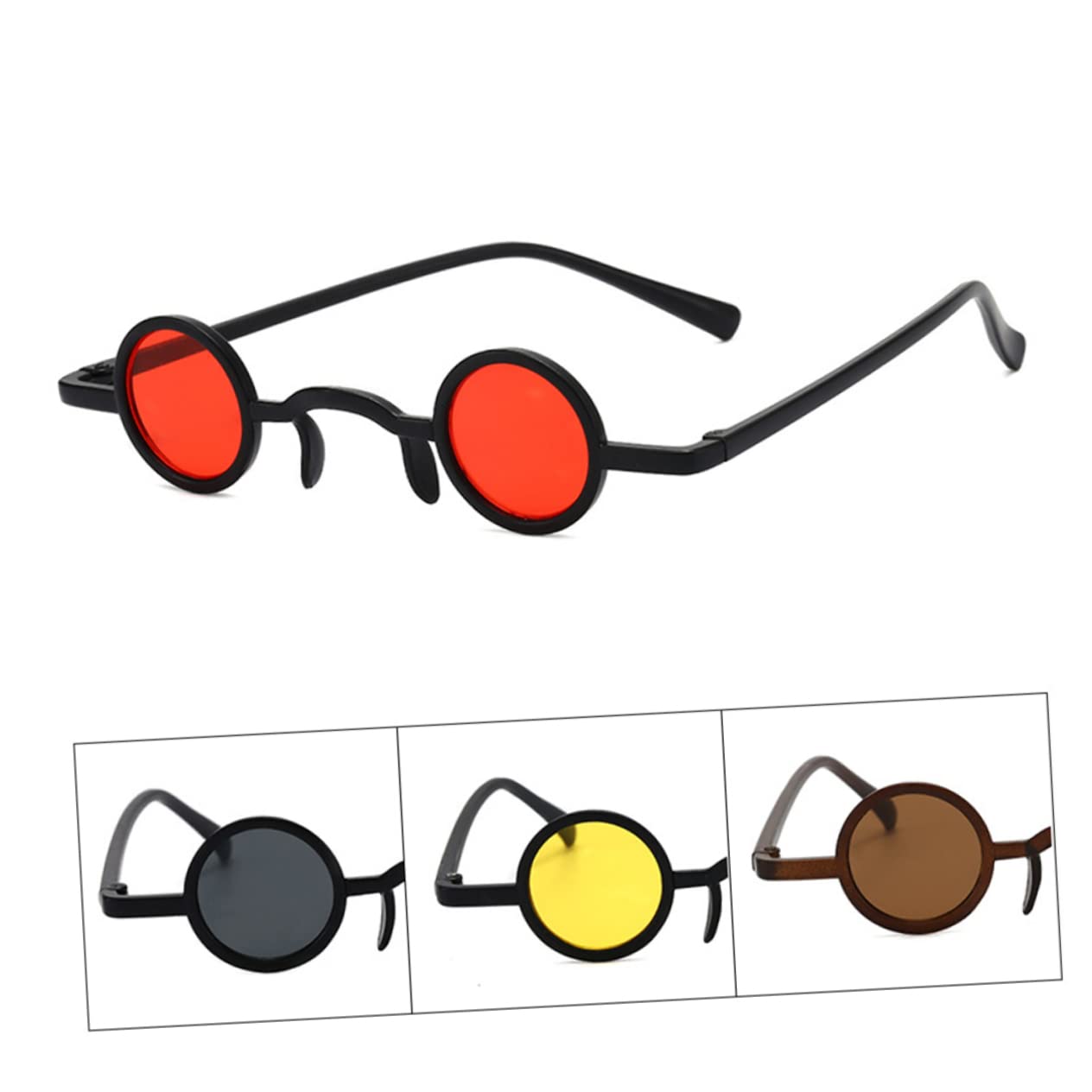 PACKOVE Retro Vintage Style Spoof Sunglasses 2 Pairs of Tea Frame and Tea Pattern Glasses for Festival Party Fun