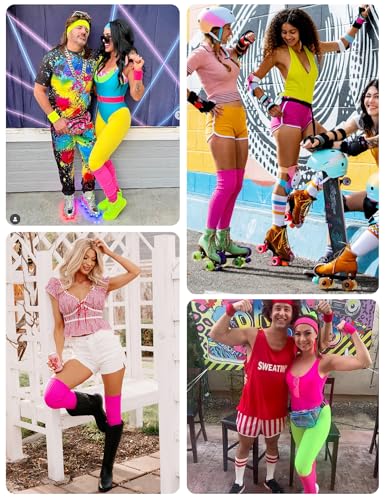 Image of v28 Women's Neon Knit Leg Warmer for 80s Party Dance Sports Yoga