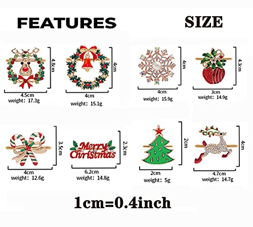 8 Pcs Christmas Napkin Rings-Christmas Tree Elk Christmas Style For Christmas Party Dinning Table Setting-Wedding Receptions, Thanksgiving &Home Kitchen Dinner Table Decor For Casual Or Formal #TOP2
