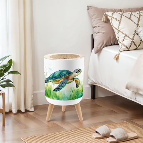 Caneca de basura pequeña con tapa 1.8 galón turquesa miniatura 2