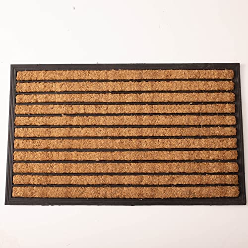 Sliptogrip Natural Coir Door Mats For Outdoor Entrance - 18X30 Inches Stripe Design With Non-Slip Heavy Duty Rubber Backing - Door Mats Outdoor Coir Door Mat, Spring Doormat, Blank Doormat #TOP9