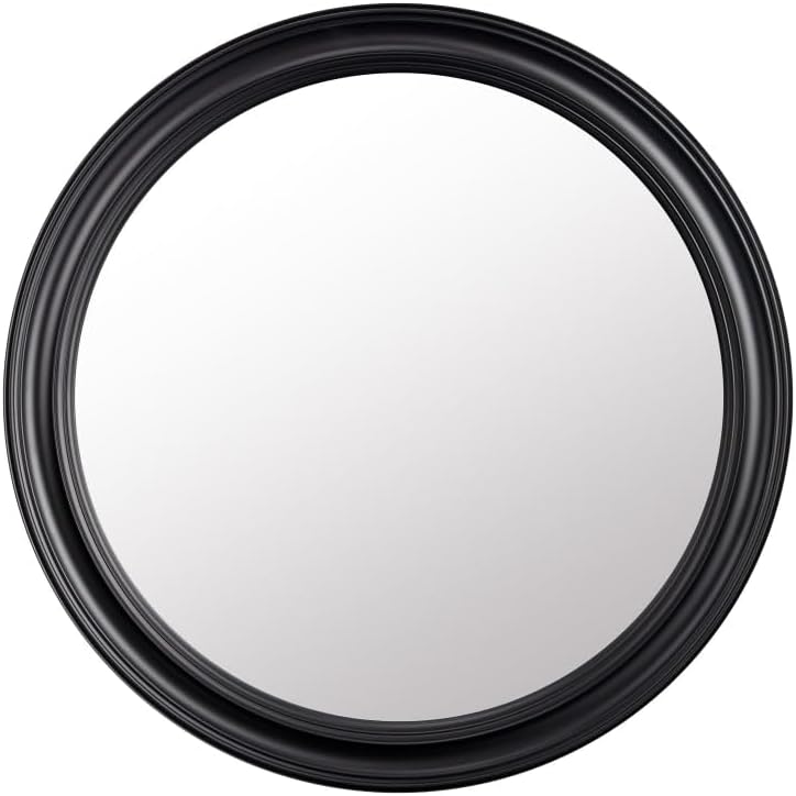 DEENZ Traditional Bold Round Mirror Stylish Statement And Brighten Piece Timeless Decoration For The Home Open Up Space Framed Border Classic Enhancing Indoor Design 50 X 50 Cm Approx (BLACK)