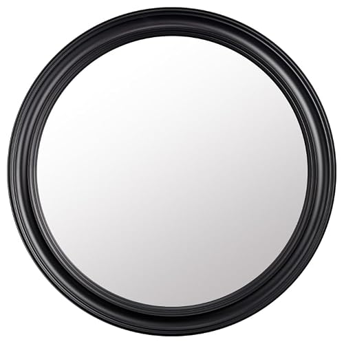 DEENZ Traditional Bold Round Mirror Stylish Statement And Brighten Piece Timeless Decoration For The Home Open Up Space Framed Border Classic Enhancing Indoor Design 50 X 50 Cm Approx (BLACK)