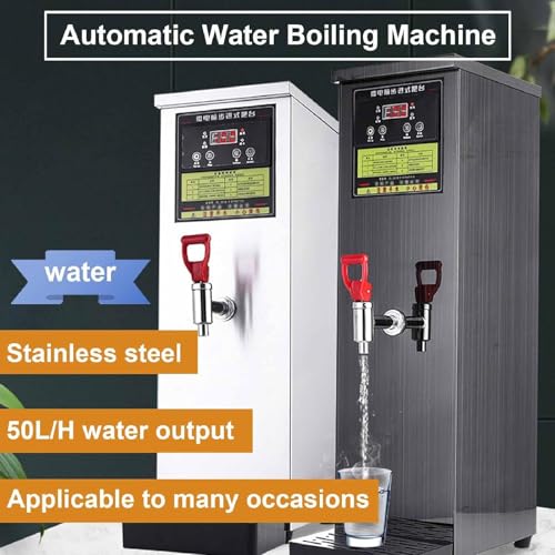 YXFAZPP Heißwasserspender, gewerblicher Heißwasserboiler, automatischer Warmwasserbereiter aus Edelstahl, LCD-Display, Temperaturregelung von 40-100 °C (Silver 25l)-4