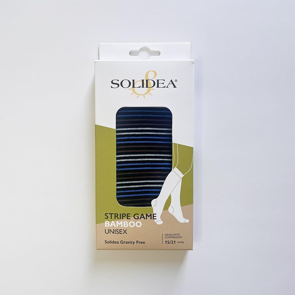 SOLIDEA Gambaletti STRIPE GAME COSMO, Colore NERO, Calze a compressione graduata 15/21 mmHg Art. 0630A0