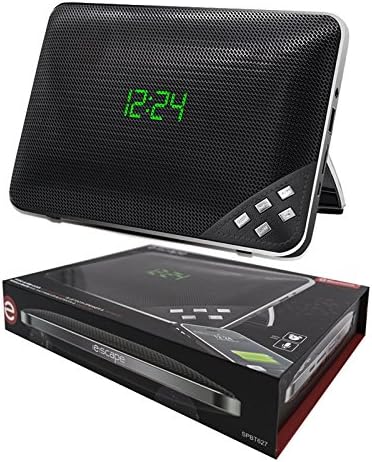 Front view of Escape Platinum SPBT627 Bluetooth Speaker Alarm Clock with digital display and control buttons