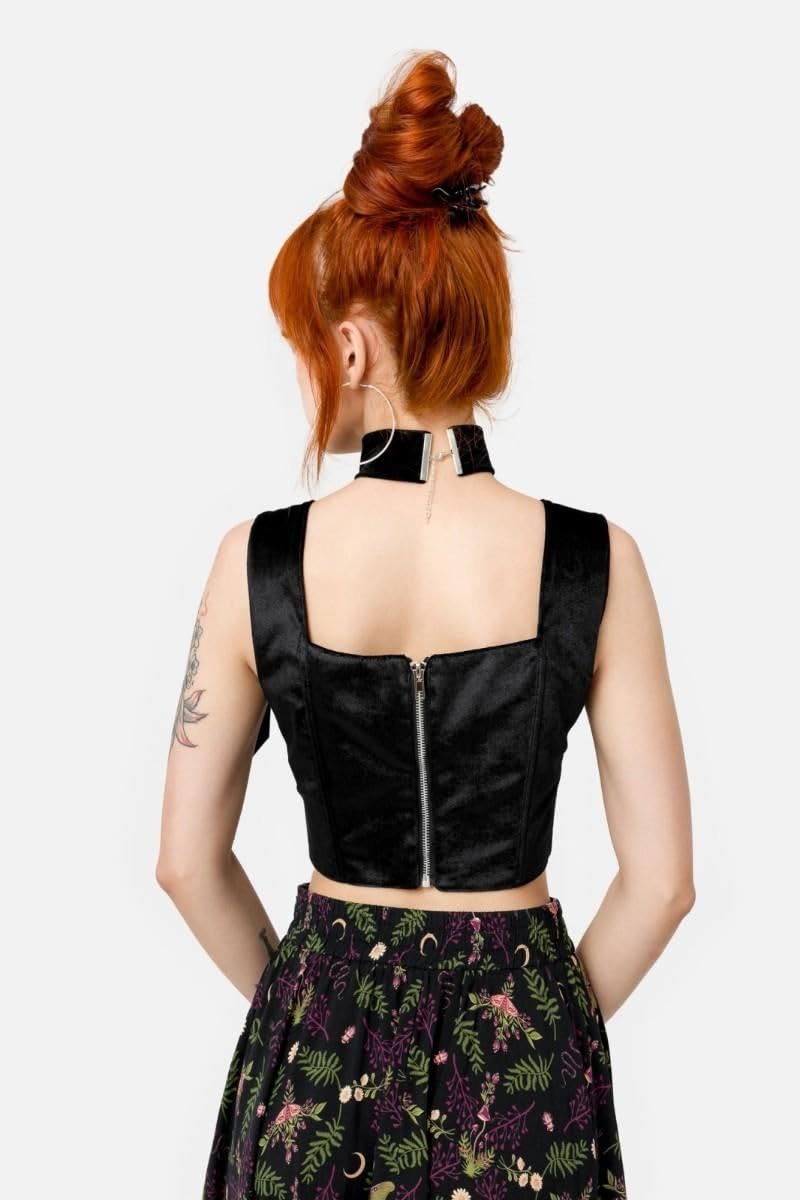 Restyle Gonna Midi Wilderwood con Stampa Botanica Gotica e Pizzo Witchcore