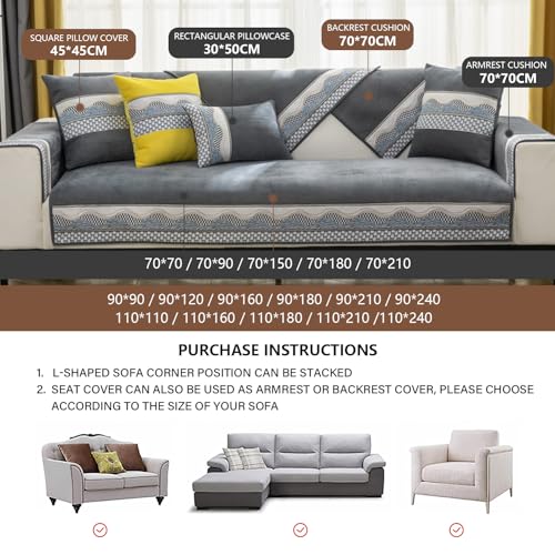Housse canapé sectionnelle velours lavable pour protéger contre les taches - 8