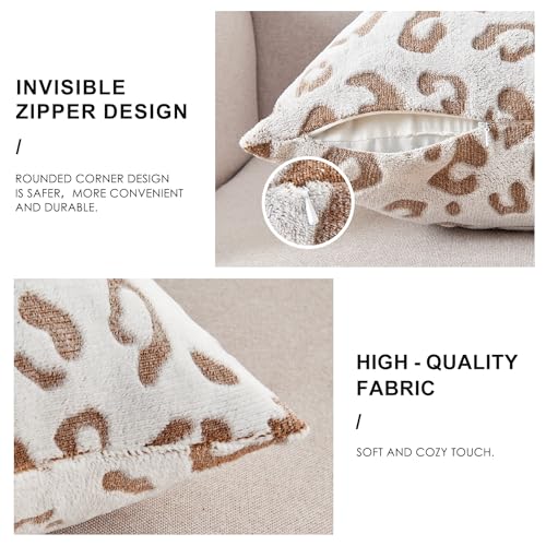 Sochow SPC8000001 Decorative Throw Pillow Covers 18X18 Inches Set Of 2, Soft Leopard Print Flannel Fleece Pillowcase Square Cushion Covers thumb #2