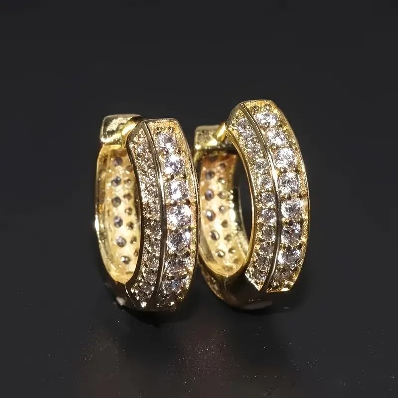 2ct Moissanite Hoop Earrings for Men, Hoops Earrings Brilliant Round Iced Out, D Color VVS1 18K White Gold Plated 925 Sterling Silver Hypoallergenic, Lab Created Diamond Gift For Him Boyfriend White - Image 3