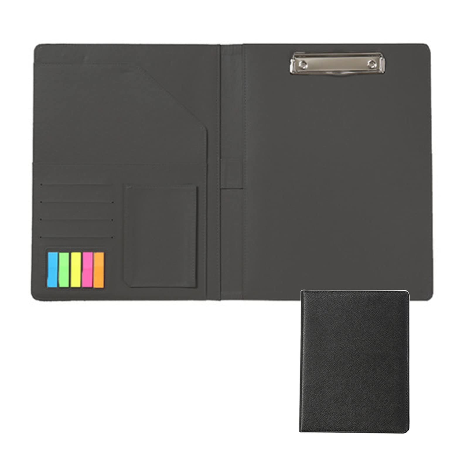 Porte Documents Portfolio Multifonctionnel A4 Folder Professionnelle Dossier De Conférence en Cuir avec Porte Cartes De Visite pour Les Femmes Hommes (Color : Black)