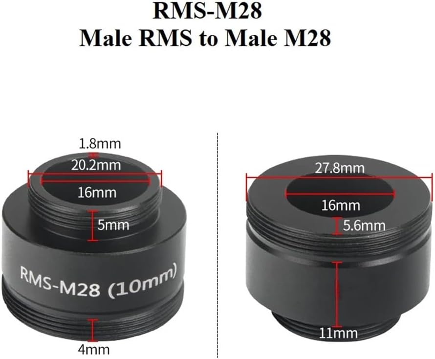 Microscopes Equipment All Metal Male to Ring Adapter Tube Extension Clasp Camera C-Mount Thread RMS M25 M26 M28 Fit for Metallographic Microscope