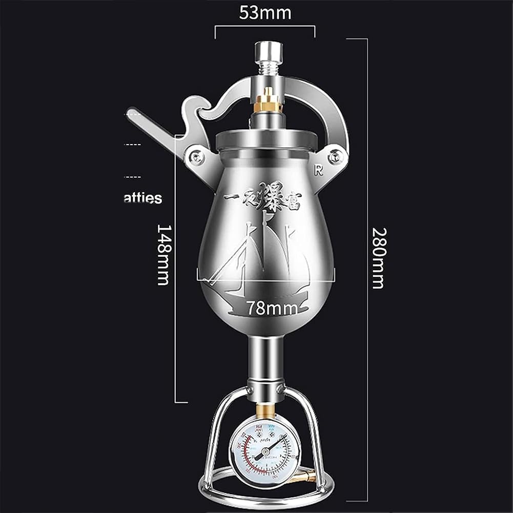 Macchina per popcorn manuale, in acciaio inox, 260 ml, con manometro, per riunioni di famiglia, feste e divertimento