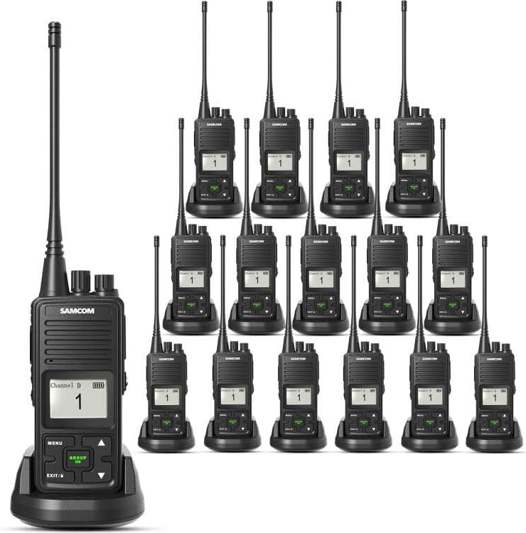 SAMCOM FPCN10A Two Way Radio Long Range Rechargeable, 3000mAh Battery 2 Way Radios Walkie Talkies for Adults,Professional Programmable UHF Radios for Construction Warehouse, 16 Packs