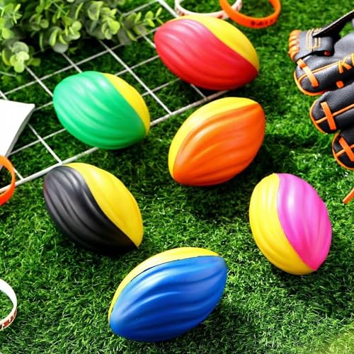 Image of Jerify Mini Footballs for Kids Spiral Foam Football Bulk 5 Inch Soft Small Waterproof Foam Ball Sports Birthday Toddler Football for Indoor and Outdoor Game (Fashion Color,12 Pcs)