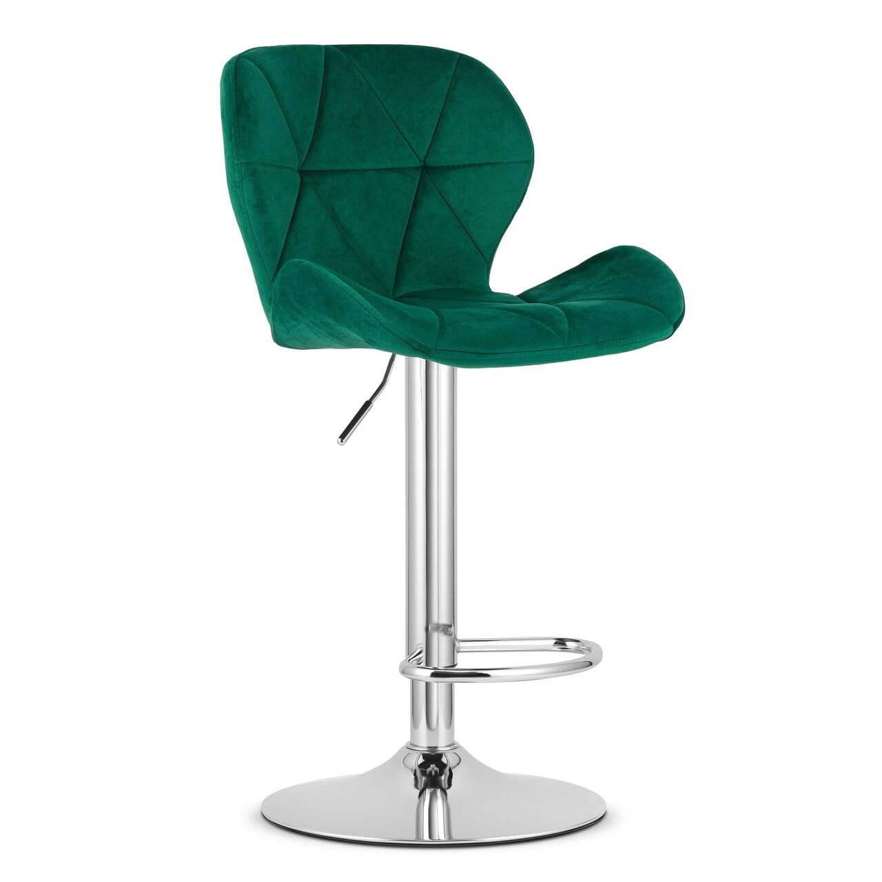 Amazon Brand - Umi Diamond Modern Kitchen Velvet Upholstered Adjustable Swivel Barstools in Dark Green Color