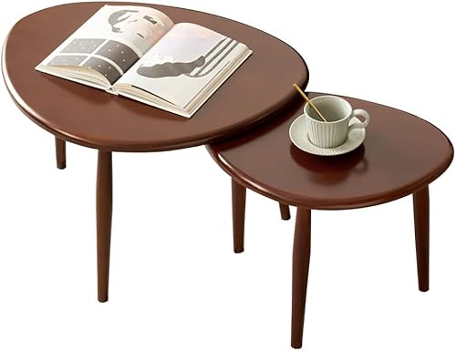 TAUODUYY Mesa auxiliar anidable de madera, estilo minimalista escandinavo de madera maciza (haya), mesa baja, muebles de sala de estar, sofá, mesa