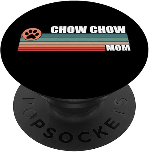 Miniatura 1 de Chow Chow Mom Vintage Retro Sunset Summer 80s Dog Owner PopSockets Swappable PopGrip