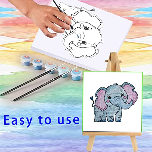 6 Pcs Pre Drawn Outline Canvas Art 4 X 4 Inch, With1 Mini Easel，Canvas Painting Pre Drawn Stretched Cotton Canvas Pre Drawn Canvas For Painting For Adults Kids& Adults, Diy Ready To Paint. #TOP2