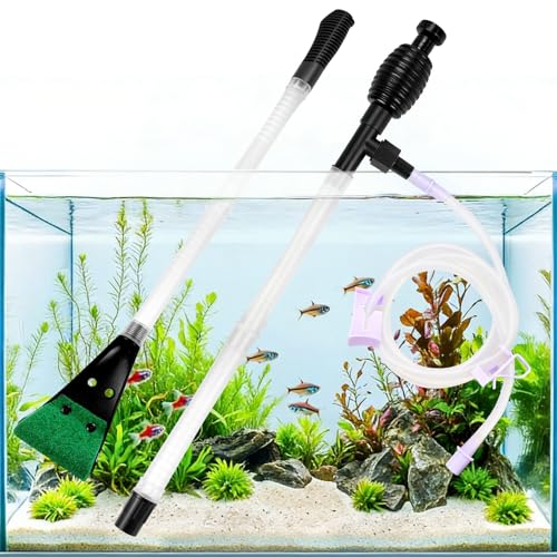 QZQ Fish Tank Syphon Cleaning Kit Super Strong Fish Tank Siphon With Double Sponge Algal Scraper Aquarium Cleaning Kit For Fish Tank Aquarium Gravel Cleaner