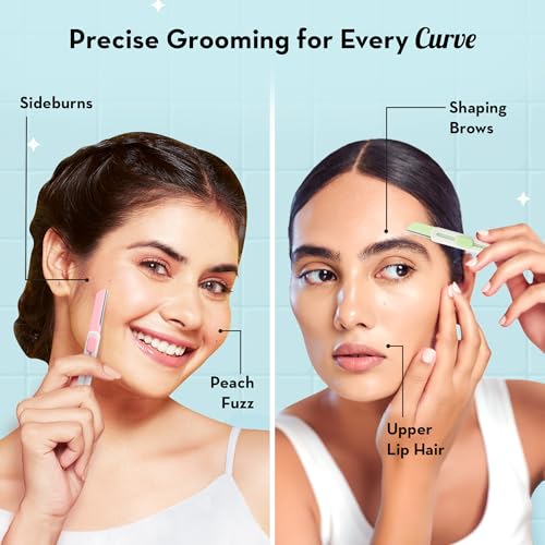 Image of Plush Swipe Reusable Face Razor for Woman | Pack of 2 | Adjustable Blade for Precision & Full Shave | Dual Lock Long Lasting Technology | For Eyebrows, Upper Lip, Forehead, Peach Fuzz, Chin & Sideburns| Travel-Friendly & Safe | Instant & Painless Hair Removal For Women