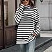 Women Striped Turtleneck Sweater Long Sleeve Pullover Fall Fashion Jumper Tops Casual Loose Color Block Comfy Tunic S-2XL Black