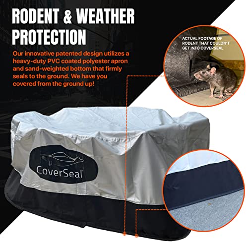 Coverseal Round Water-Resistant Patio Furniture Cover With Patented Weighted Ground Conforming Apron Seal - Outside Furniture Cover For Outdoor Table And Chairs - Small 118 D X 39 H Inches #TOP4