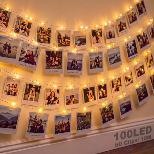 litogo LED Fotoclips Lichterkette, 10M 100LED Lichterkette mit 60 Klammern – Ansicht 1
