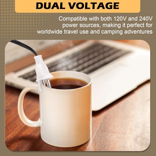 Accesorios de viaje para camping, calentador de inmersión de té con termómetro LCD, calentador de agua de inmersión portátil de 300 W, doble voltaje 120/240 V - imagen 5